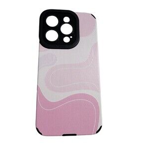 Pink 1pc Striped Pattern 3d Faux Leather Anti-Drop Soft Phone Case Compatible